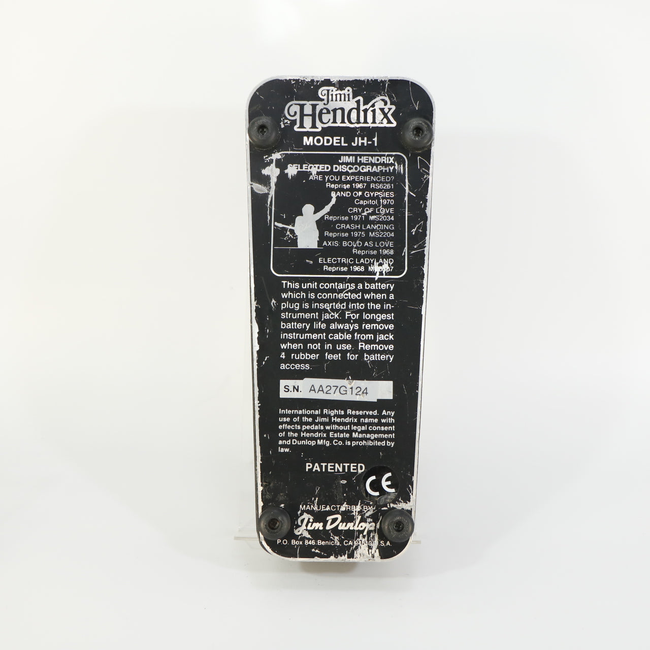 Dunlop JH-1 Jimi Hendrix Wah (s/n AA27G124, Rev. G Circuit, Hot Potz II Potmeter)