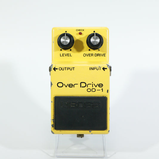 Boss OD-1 Over Drive, silver screw, long dash, overdrive (s/n 8900, Vintage, Black Label, Made in Japan)