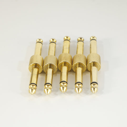 Set of 5 Pedalboard Connector Plugs (Gold Tip, Straight)