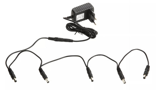 Voeding combo pack voor gitaareffectpedalen (9V DC, 1.300 mA, Daisy Chain w/ 5 outputs)